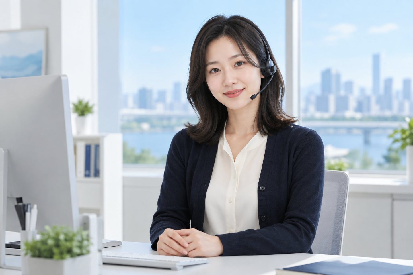 노트북 앞에서 안내 자료를 준비하는 여성 — 비대면 카드결제 상담상담, 장면 한 토막이면 충분해요. 연락 주시면 손님이 돈 내는 순간부터 같이 그려 봐요.
