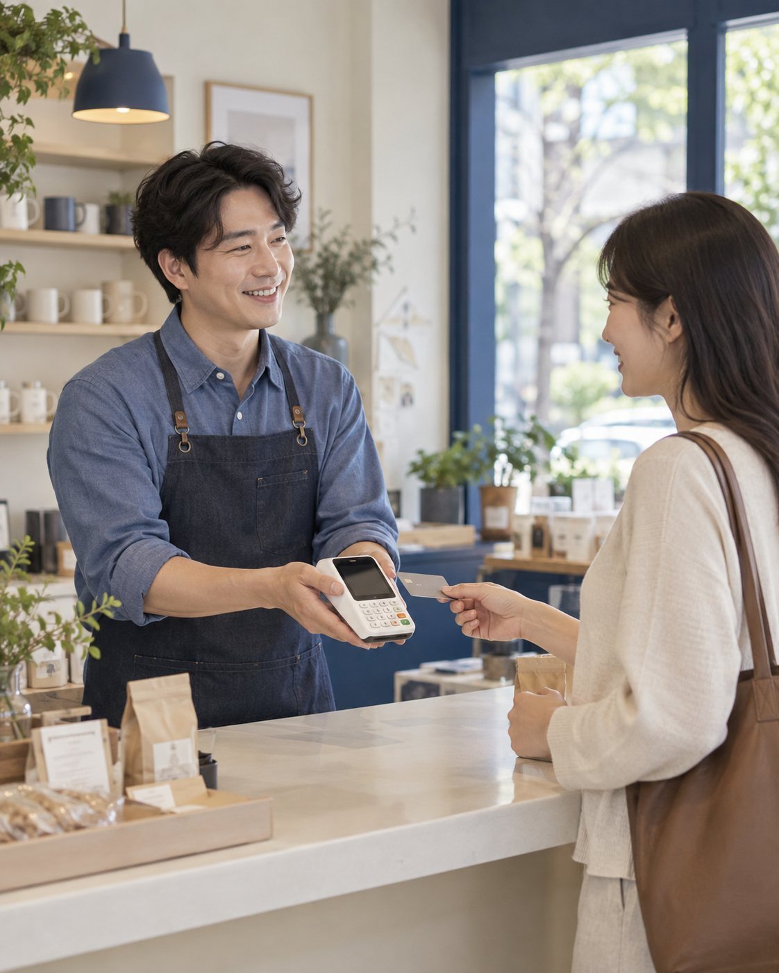 카운터에서 고객의 결제를 안내하는 운영자 — 비대면 카드결제 시작하는 값은 비워 두고, 여는 날과 받는 날을 함께 맞춥니다.